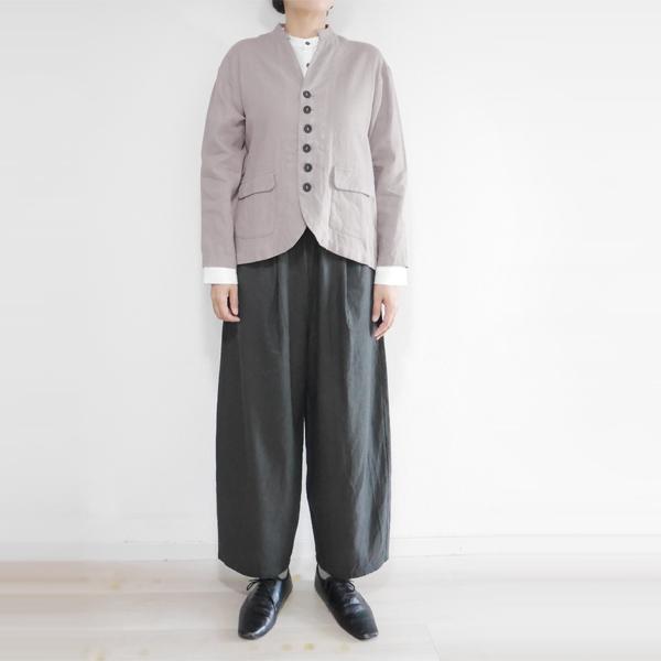 レディース リネン ジャケット 麻100% スタンドカラー セットアップ 春