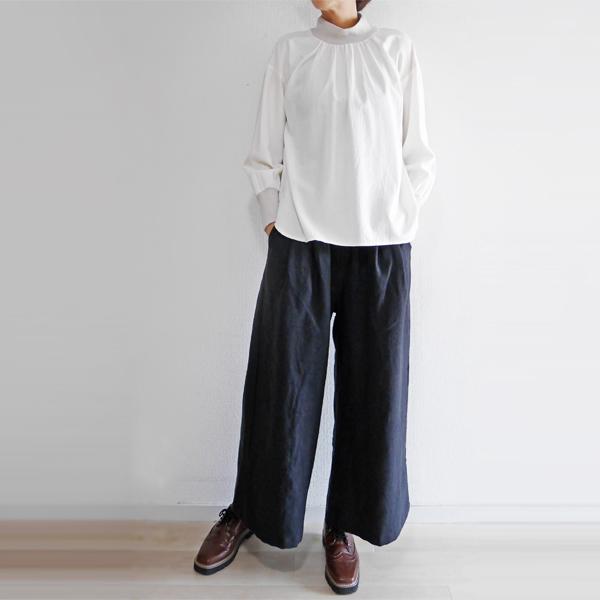 レディース ワイドパンツ タック リネン 麻 起毛 フルレングス ゆったり ウエストゴム SORTE ソルテ 日本製 40代 50代 60代_20