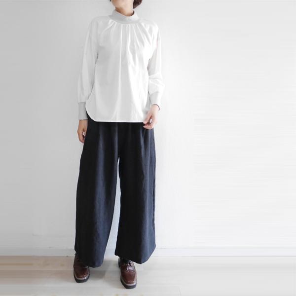 レディース ワイドパンツ タック リネン 麻 起毛 フルレングス ゆったり ウエストゴム SORTE ソルテ 日本製 40代 50代 60代_3