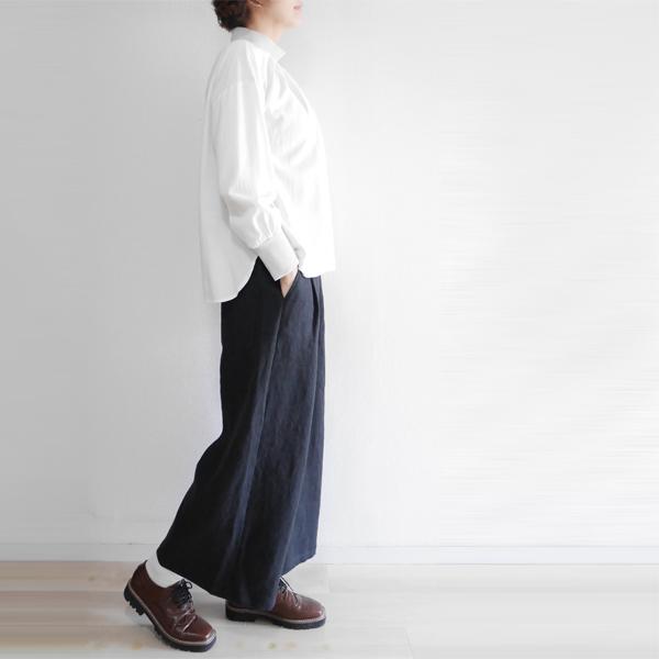レディース ワイドパンツ タック リネン 麻 起毛 フルレングス ゆったり ウエストゴム SORTE ソルテ 日本製 40代 50代 60代_4