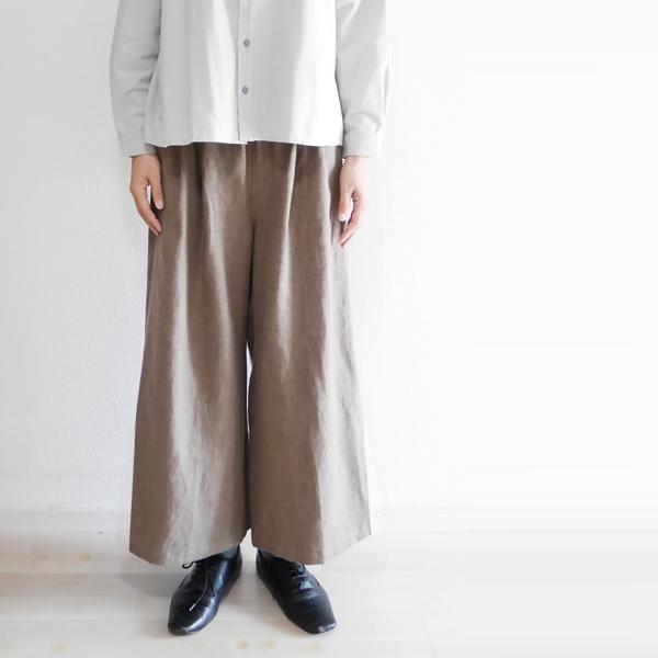 レディース ワイドパンツ タック リネン 麻 起毛 フルレングス ゆったり ウエストゴム SORTE ソルテ 日本製 40代 50代 60代_7