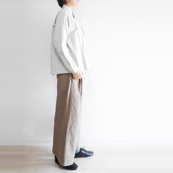 レディース ワイドパンツ タック リネン 麻 起毛 フルレングス ゆったり ウエストゴム SORTE ソルテ 日本製 40代 50代 60代_9