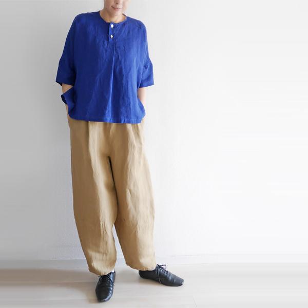 レディース テーパードパンツ コクーンパンツ コットン リネン 綿 麻 ゆったり ウエストゴム SORTE ソルテ 日本製 40代 50代 60代の画像
