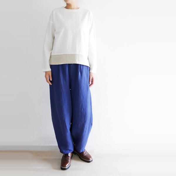 レディース テーパードパンツ コクーンパンツ コットン リネン 綿 麻 ゆったり ウエストゴム SORTE ソルテ 日本製 40代 50代 60代の画像