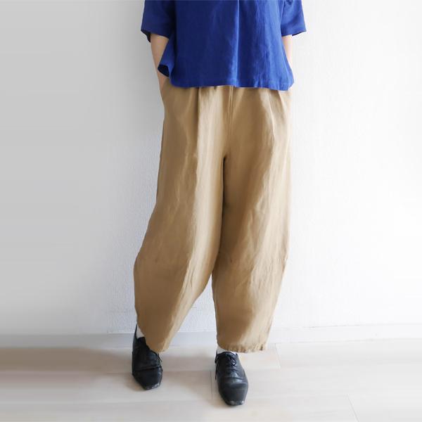 レディース テーパードパンツ コクーンパンツ コットン リネン 綿 麻 ゆったり ウエストゴム SORTE ソルテ 日本製 40代 50代 60代の画像