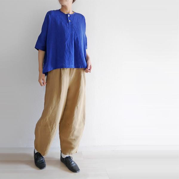 レディース テーパードパンツ コクーンパンツ コットン リネン 綿 麻 ゆったり ウエストゴム SORTE ソルテ 日本製 40代 50代 60代の画像