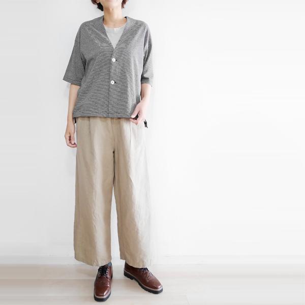 レディース ワイド ストレート パンツ オフホワイト ベージュ コットン