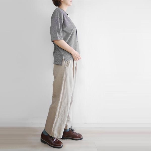 レディース ワイド ストレート パンツ オフホワイト ベージュ コットン