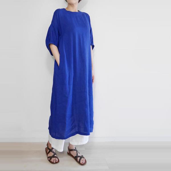 【新品】MARINA RINALDI リネンアンサンブルワンピース 大きいサイズ レディース ワンピース フレンチリネン ロング丈 5分袖 肘が隠れる