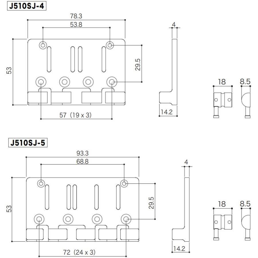 【GOTOH】J510SJ-4 4弦用ベースブリッジ Steelサドル（クローム/ゴールド/ブラッククローム/コスモブラック/Xニッケル/Xクローム/Xゴールド）ゴトー｜factorhythm｜05