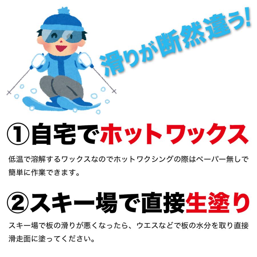 【NEW】クラフティ 滑らない雪の日に滑るWAX 新雪 高品質 フッ素 黄砂対応 全天候型 春 滑る 汚れ雪 PM2.5 ホット ワックス 生塗り｜factory-are｜04