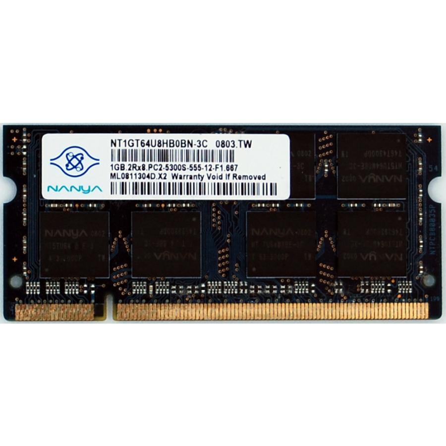 NANYA 1GB*1枚 PC2-5300S(DDR2-667) SO-DIMM ノートパソコン用メモリ型番：NT1GT64U8HB0BN ...