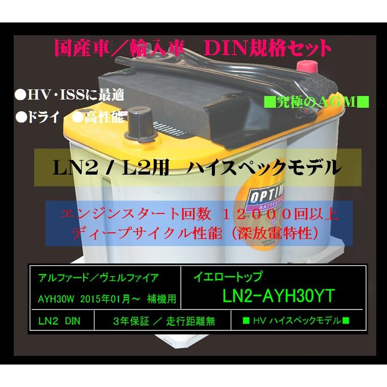 オプティマバッテリー　アルファード／ヴェルファイア　３０系ＨＶ　補機用 　ＬＮ２−ＡＹＨ３０ＹＴ　ＤＩＮ規格セット　イエロートップ | 
