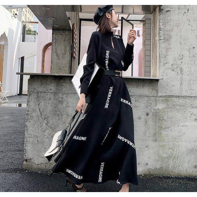 日本最級 冬 秋 カジュアル 女性 マキシワンピース 50代 40代 30代 代 ファッション レディース ワンピース 春 春秋冬 マキシ丈 長袖 フレアロゴワンピース 長袖 サイズ 2xl Ute Meiers De