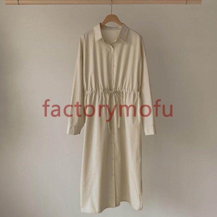 シャツワンピース レディース ワンピース シャツ ストリング ウエストマーク ミントグリーン ベージュ 韓国ファッション Fact 2163cqenb Factorymofu 通販 Yahoo ショッピング