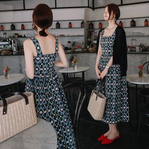 超人気 代 ファッション レディース ワンピース 超p祭sale 30代 スクエアネック 春夏秋 ミモレ丈 ノースリーブ 柄ワンピース 夏服 春 秋 女性 50代 40代 ワンピース サイズ L Www Collectiviteslocales Fr