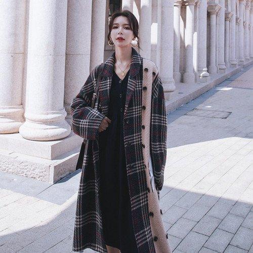 免税店サイト コート レディース ファッション 秋 春 代 30代 40代 50代 女性 カジュアル 冬 チェック柄ウールコート ツイード シングルブレスト 長袖 秋冬 通勤 ショッピング割引品 Ssl Daikyogo Or Jp