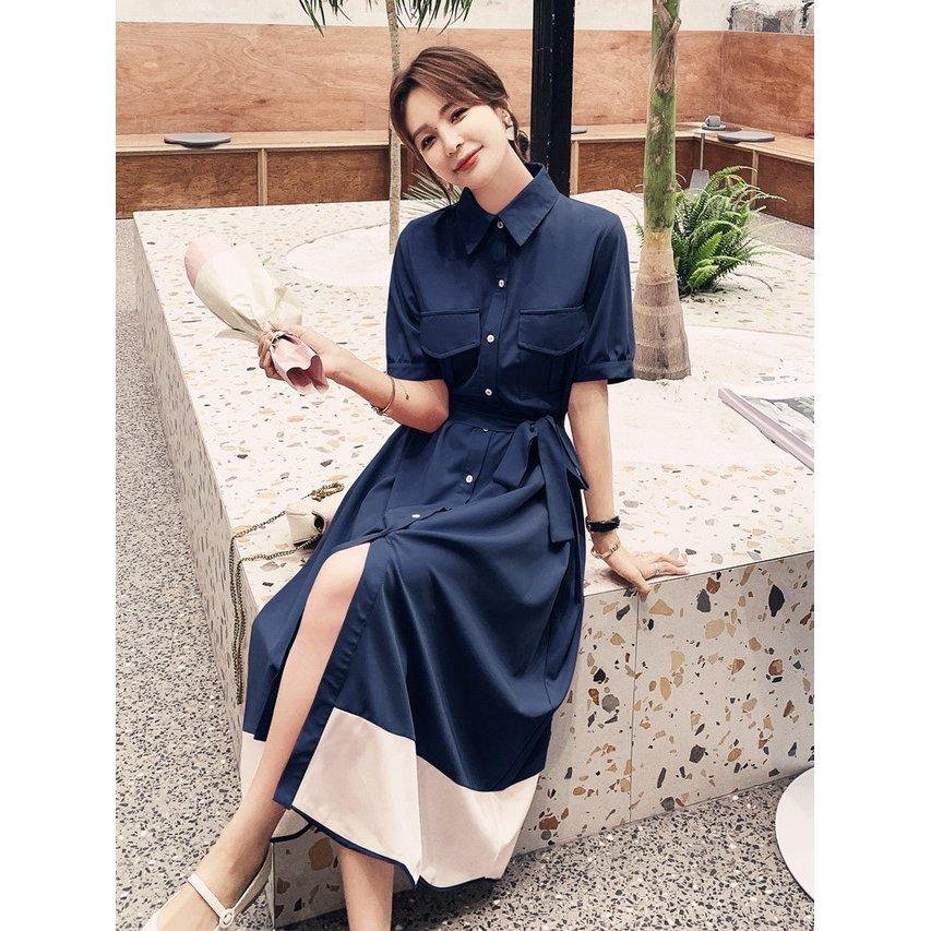 超p祭sale ワンピース レディース ファッション 代 30代 40代 50代 女性 春 夏服 バイカラー フレアワンピース 半袖 レトロかわいい 春夏 ミモレ丈