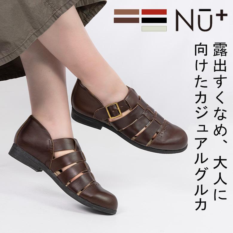 NU+ グルカサンダル レディース 40代 本革 牛革 レザーサンダル