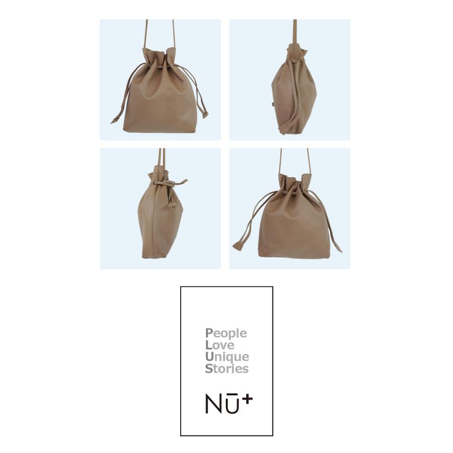 NU+ 本革製 2way 巾着 ショルダーバッグ レザー 牛革 ユニ NU+ 本革製 2way 巾着 ショルダーバッグ レザー 牛革 ユニ