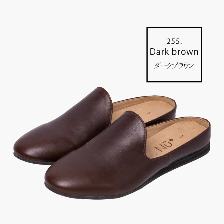 プラダ　ミュールサンダル　スクエアトゥ　ダークブラウン　レザー　イタリア製 NU+ 【Outlet30%OFF】 本革 牛革 レザー ミュール レディース レザー