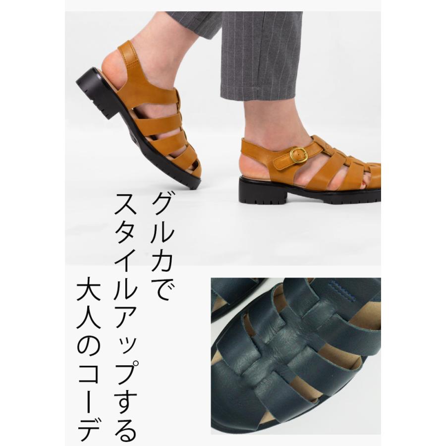 グルカサンダル レディース 40代 本革 牛革 レザーサンダル NU+ 122n1015｜factorytocloset｜03