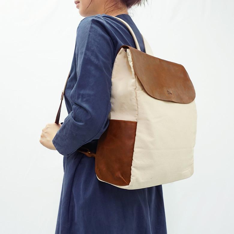 リュック 本革 レザー 綿 コットン バッグ レディース ナチュラル シンプル 旅行 通勤 誕生日 使いやすい 大容量 Diu ディウ 124D7733 Alerce(アレルセ) | Diu | 01