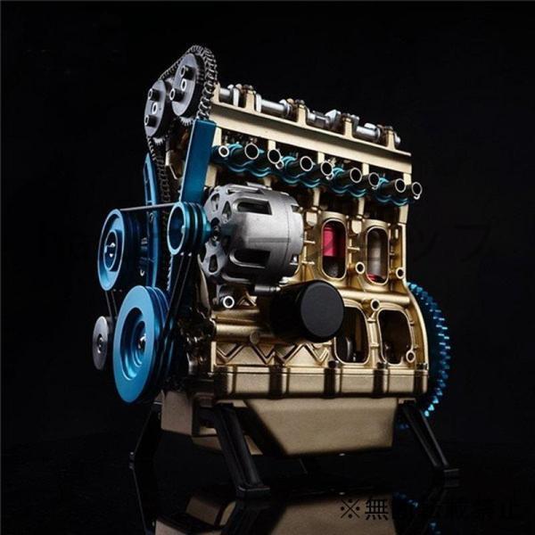 模型 フルメタル 組み立て 四気筒 インライン ガソリン エンジン モデルの構築キット 研究業界勉強 おもちゃ ギフト｜factoryyustore｜02