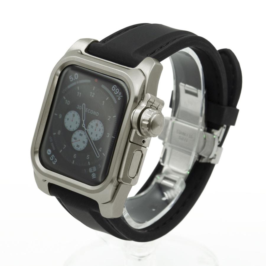AppleWatch4,5,6用 44mmケース 心電図App対応 FACTRON Next for AppleWatch6 チタニウム シリコンラバーバンド FA-W-062の画像