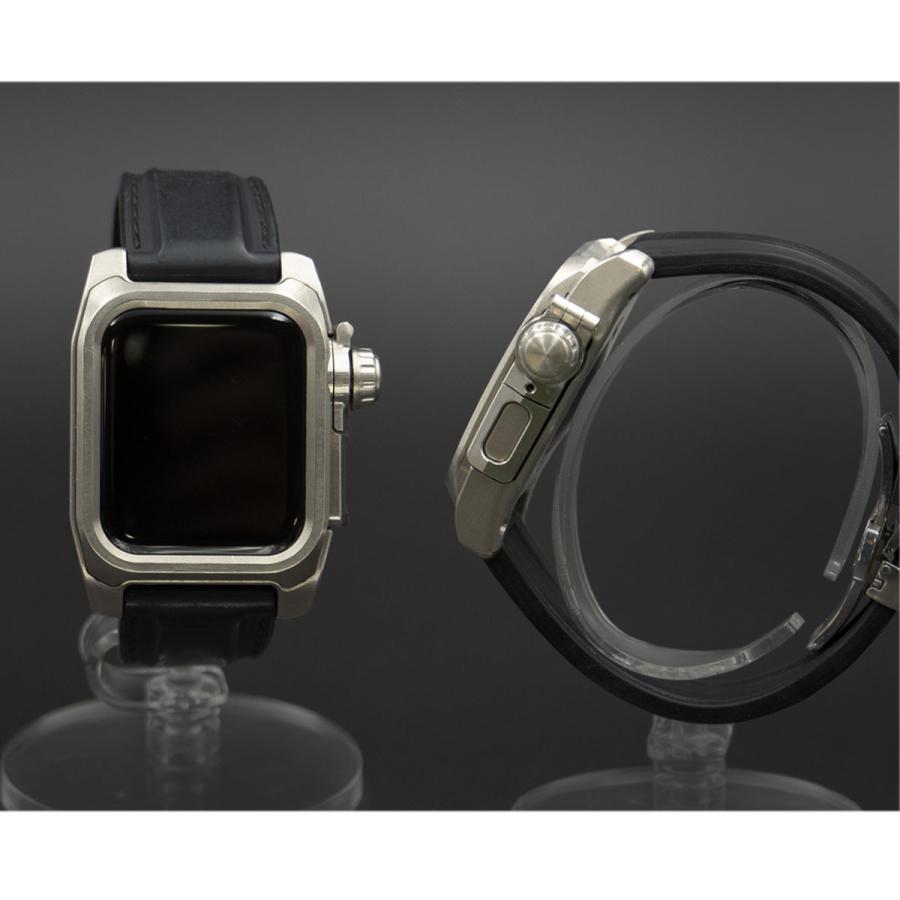 AppleWatch4,5,6用 44mmケース 心電図App対応 FACTRON Next for AppleWatch6 チタニウム シリコンラバーバンド FA-W-062の画像