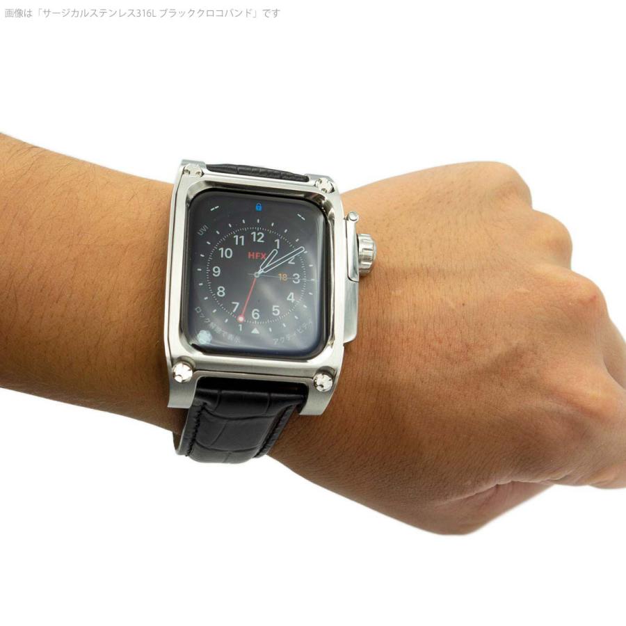 AppleWatch4,5,6用  44mmチタニウムケース 心電図App対応 FACTRON NOVEL for AppleWatch6 チタニウム ブラッククロコバンド FA-W-074の画像