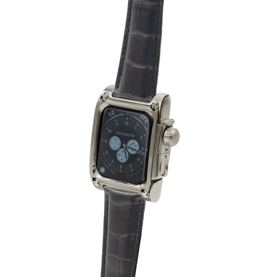 AppleWatch4,5,6用  44mmチタニウムケース 心電図App対応 FACTRON NOVEL for AppleWatch6 チタニウム ブラッククロコバンド FA-W-074の画像