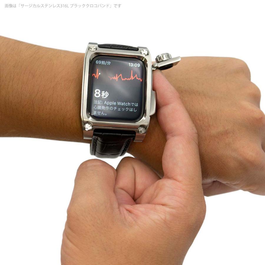 AppleWatch4,5,6用  44mmチタニウムケース 心電図App対応 FACTRON NOVEL for AppleWatch6 チタニウム ブラックシリコンラバーバンド FA-W-075の画像