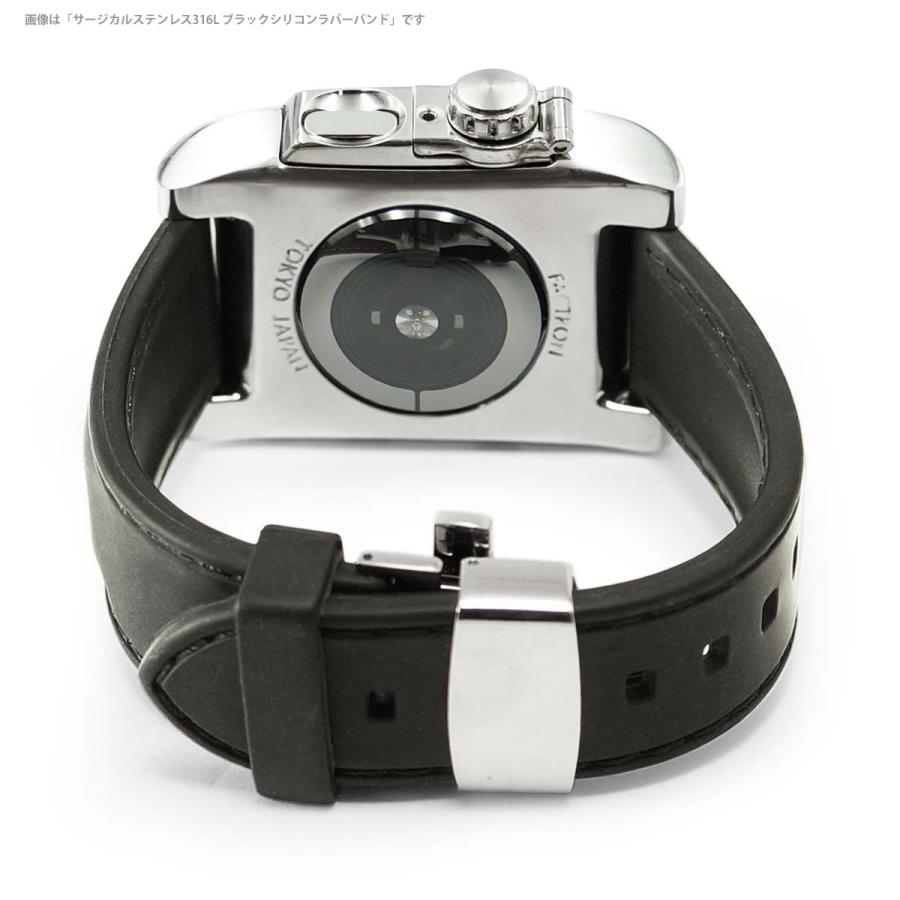 AppleWatch4,5,6用  44mmチタニウムケース 心電図App対応 FACTRON NOVEL for AppleWatch6 チタニウム ブラックシリコンラバーバンド FA-W-075の画像