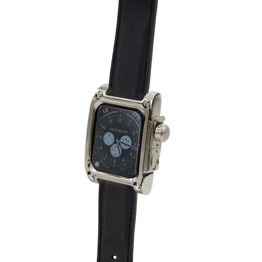 AppleWatch4,5,6用  44mmチタニウムケース 心電図App対応 FACTRON NOVEL for AppleWatch6 チタニウム ブラックシリコンラバーバンド FA-W-075の画像