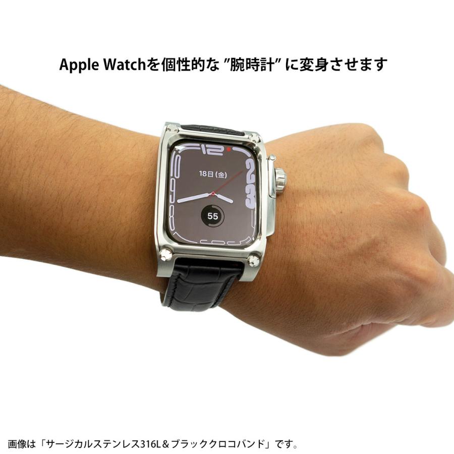 Apple Watch7,8用 チタニウム削り出し 高級アップルウォッチケース FACTRON Novel for AppleWatch7 心電図APP対応 ブラッククロコバンドの画像