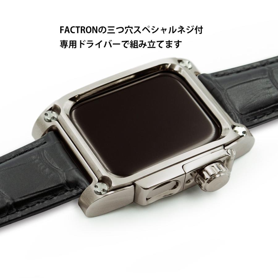 Apple Watch7,8用 チタニウム削り出し 高級アップルウォッチケース FACTRON Novel for AppleWatch7 心電図APP対応 ブラッククロコバンドの画像