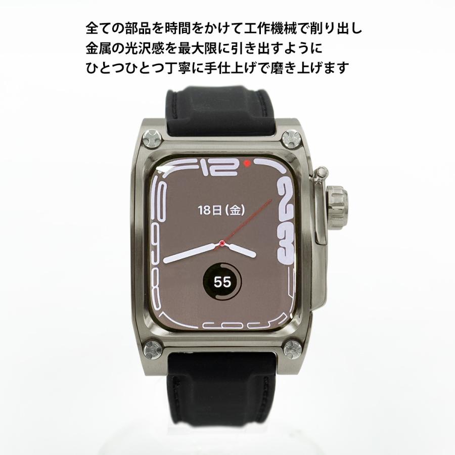 デジタル腕時計 八角形 Apple Watchケース ブラック Apple Watch Series 10(42mm/46mm)/9/8/7(41mm/45mm)/SE(第2/1