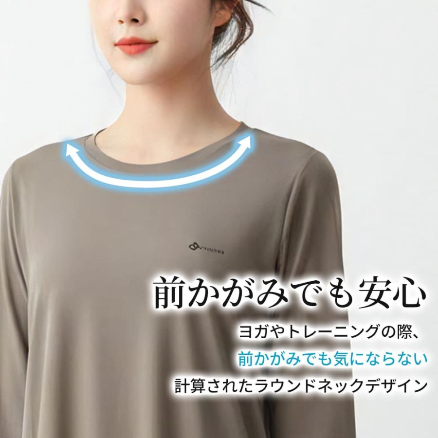 エアリーヨガウェアセット長袖 ヨガウェア上下セット トップス レギンスセット 長袖 ヨガtシャツセット レディース ヨガトップスセット ロング丈セット 丈長め |  | 13