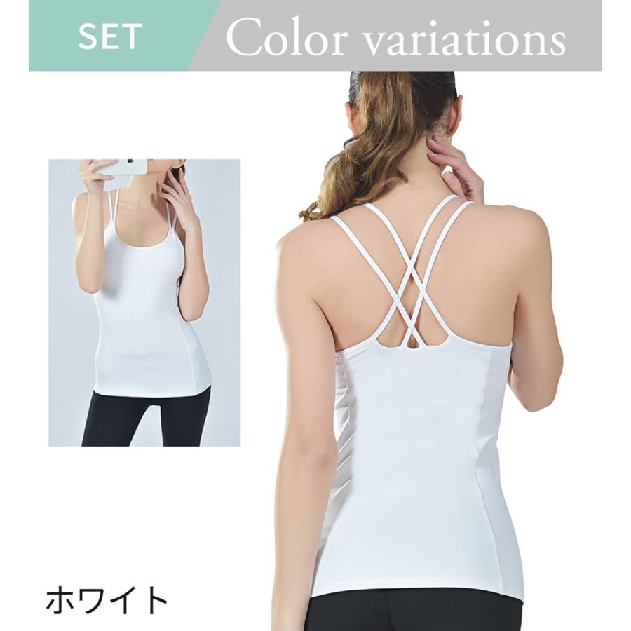 カップ付きキャミソール ヨガウェアトップス 魅せる背中 ヨガトップス