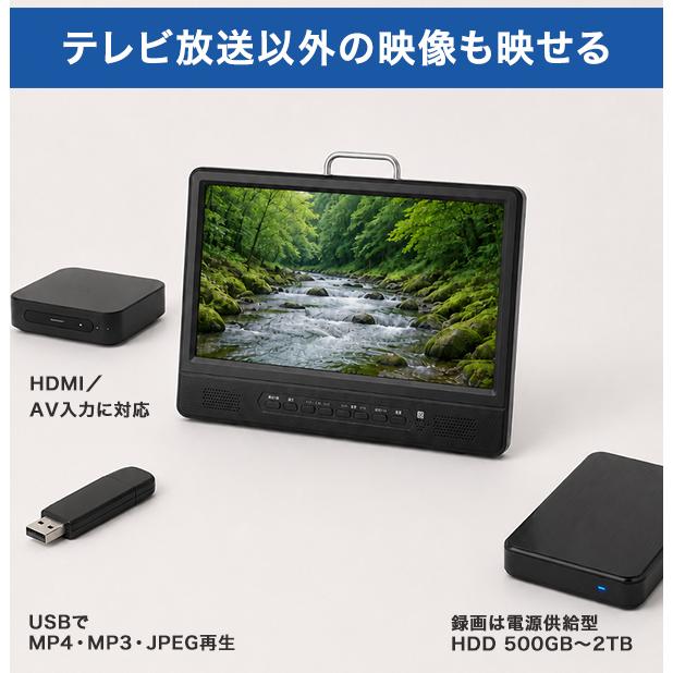ポータブルテレビ 11.6インチ 地デジ BS CS 3波 車載 HDMI入力 AC DC