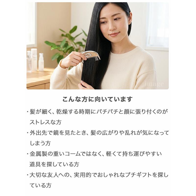 静電気防止 コーム 携帯用 3個SET コンパクト 持ち運び 収納袋付き 軽量17g 取り分け櫛歯付き ヘアコーム 樹脂製 HRS-4776 |  | 01