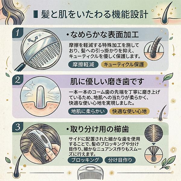 静電気防止 コーム 携帯用 3個SET コンパクト 持ち運び 収納袋付き 軽量17g 取り分け櫛歯付き ヘアコーム 樹脂製 HRS-4776 |  | 03