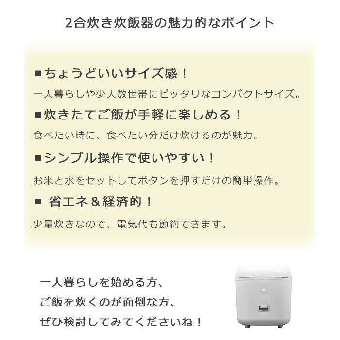 炊飯器 2合 小型炊飯器 一人暮らし 小家族向け ミニ炊飯器 コンパクト 2合炊き お手入れ簡単 通常炊飯 保温 RM-219TE |  | 02