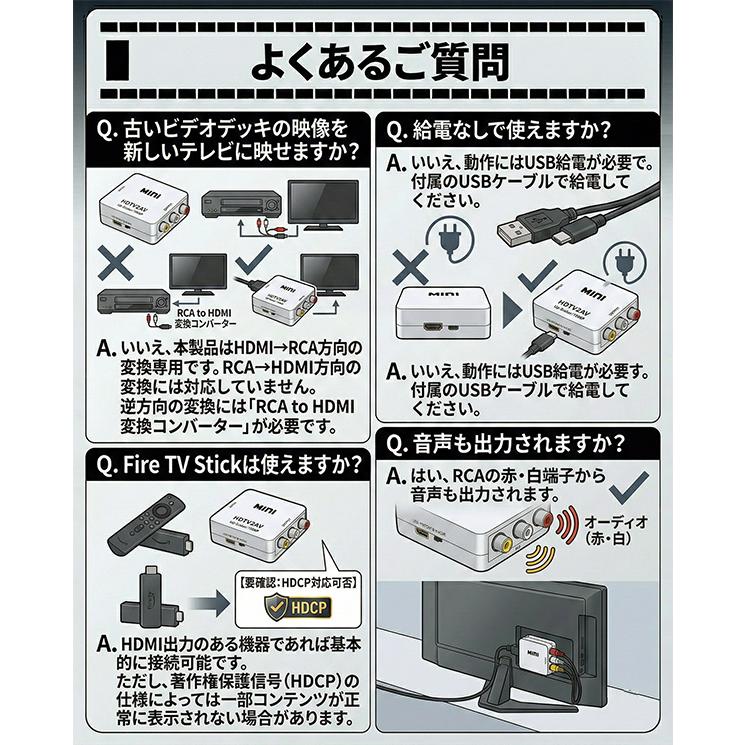 コンポジット変換器 送料無料 】 HDMI to RCA 変換コンバーター 変換ケーブル コンポジット