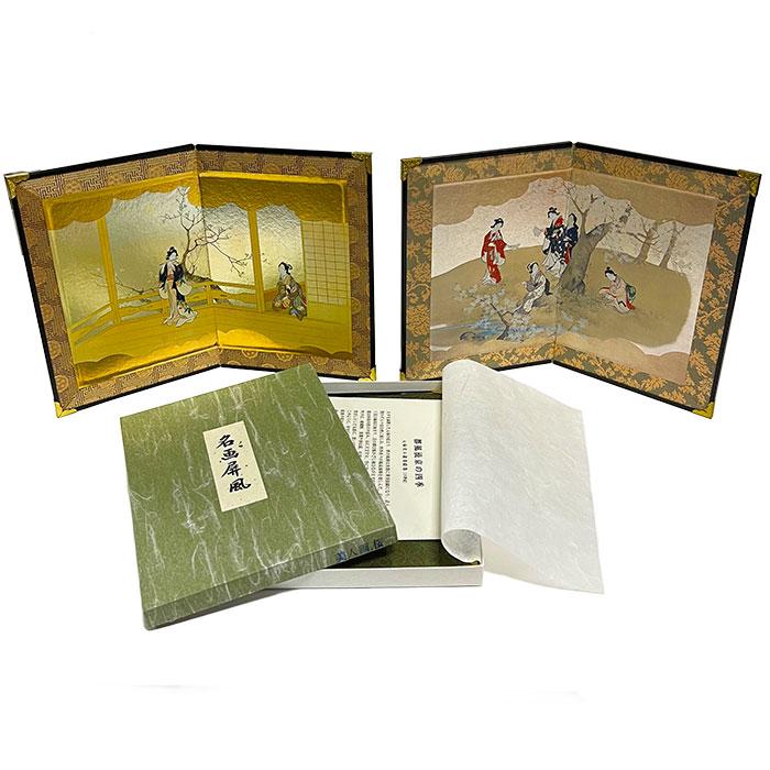 屏風 桜 梅 美人画 2月 3月 4月 春 冬 人形 風俗画 送料無料 二曲