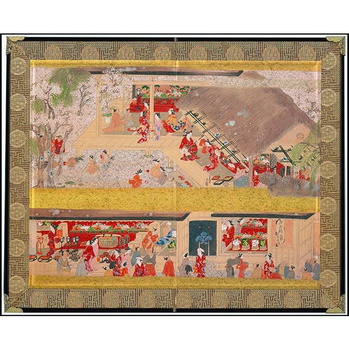 ミニ屏風 ひな 雛 祭 桃 初節句 ひなまつり 3月 4月 春 人形 風俗画