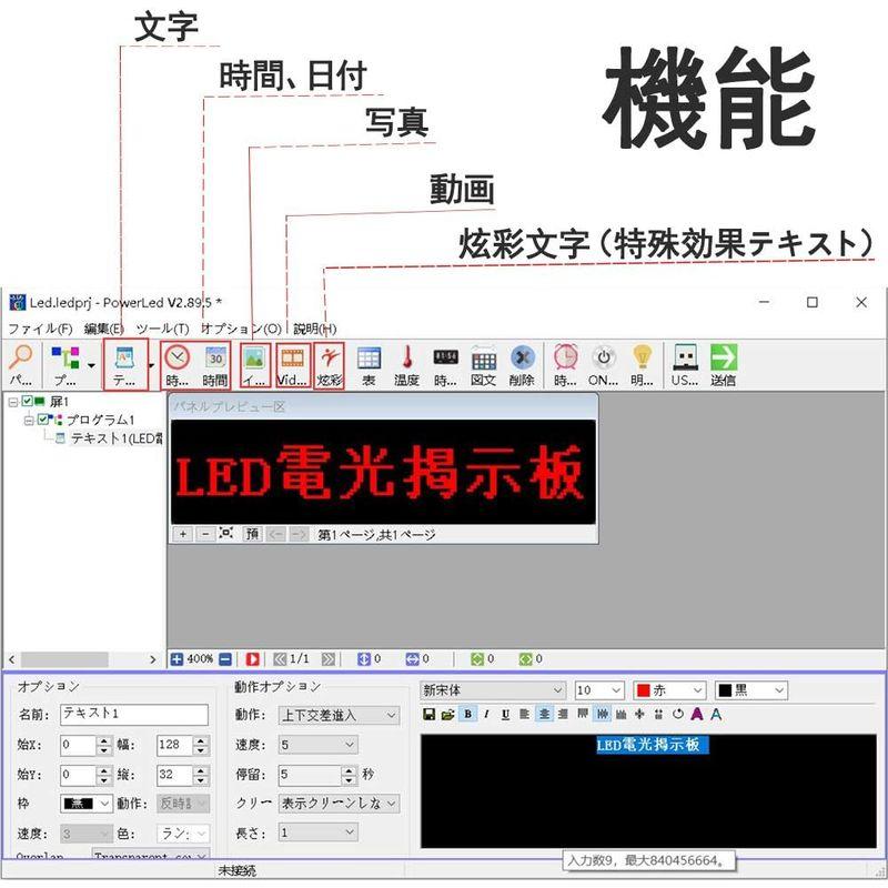 LED電光掲示板　横縦両用　室外防水仕様　LED看板広告　広告サイン（RGB）　P5　軽量型　LED看板　LEDボード　100X36CM