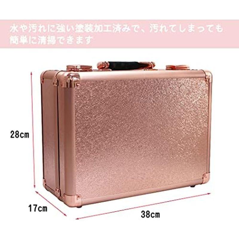 Susire メイクボックス 鏡付き バニティーケース ピンクゴールド かわいい 持ち運び ライト ミニドレッサー 卓上 コスメボックス プ メイクボックス 鏡付き バニティーケース ピンクゴールド かわいい 持ち運び ライト ミニドレッサー 卓上 コスメボックス また