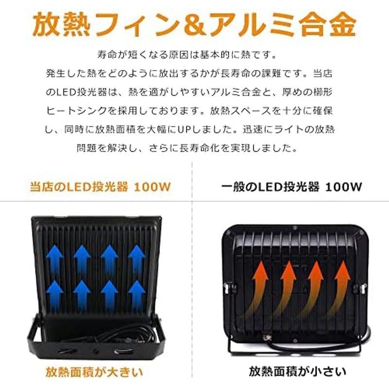 お得なセット商品LED投光器 100W 1000W相当 電球色 昼白色 昼光色 LED 投光器 100W LED投光器 100W 5mコード - 5